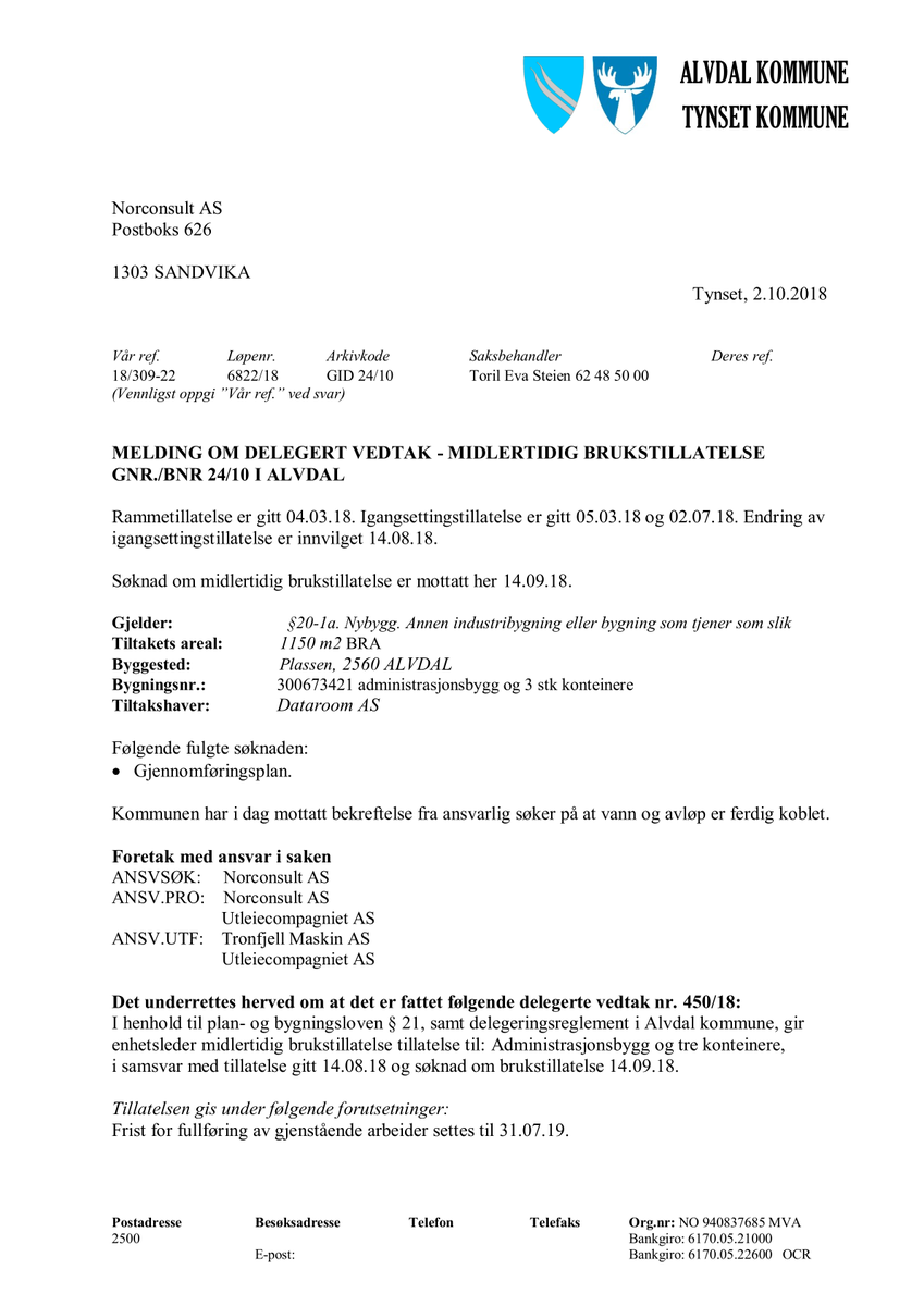 Preview of MELDING OM DELEGERT VEDTAK MIDLERTIDIG BRUKSTILLATELSE GNR._BNR 24_10.PDF